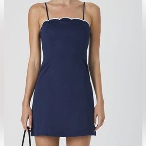 French Connection Navy Alexis Cot Scalloped Minidress